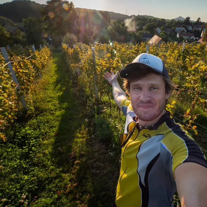 Karol Werner na rowerowej trasie